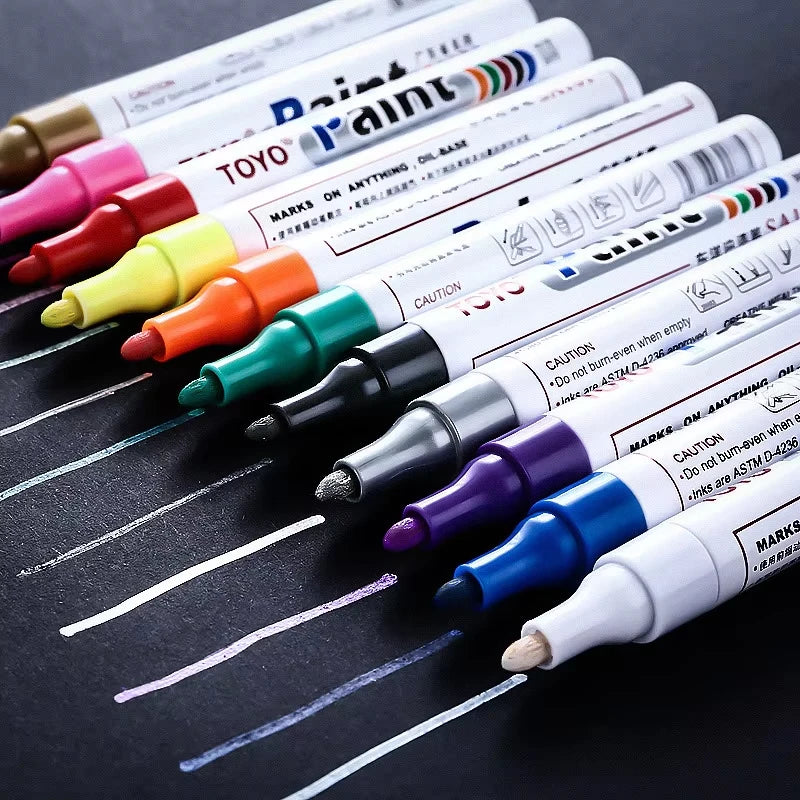 White Waterproof Cars Wheel Tire Oily Mark Pen Auto Rubber Tyre Paint Pen Cd Metal Permanent Paint Marker Graffiti Touch Up
