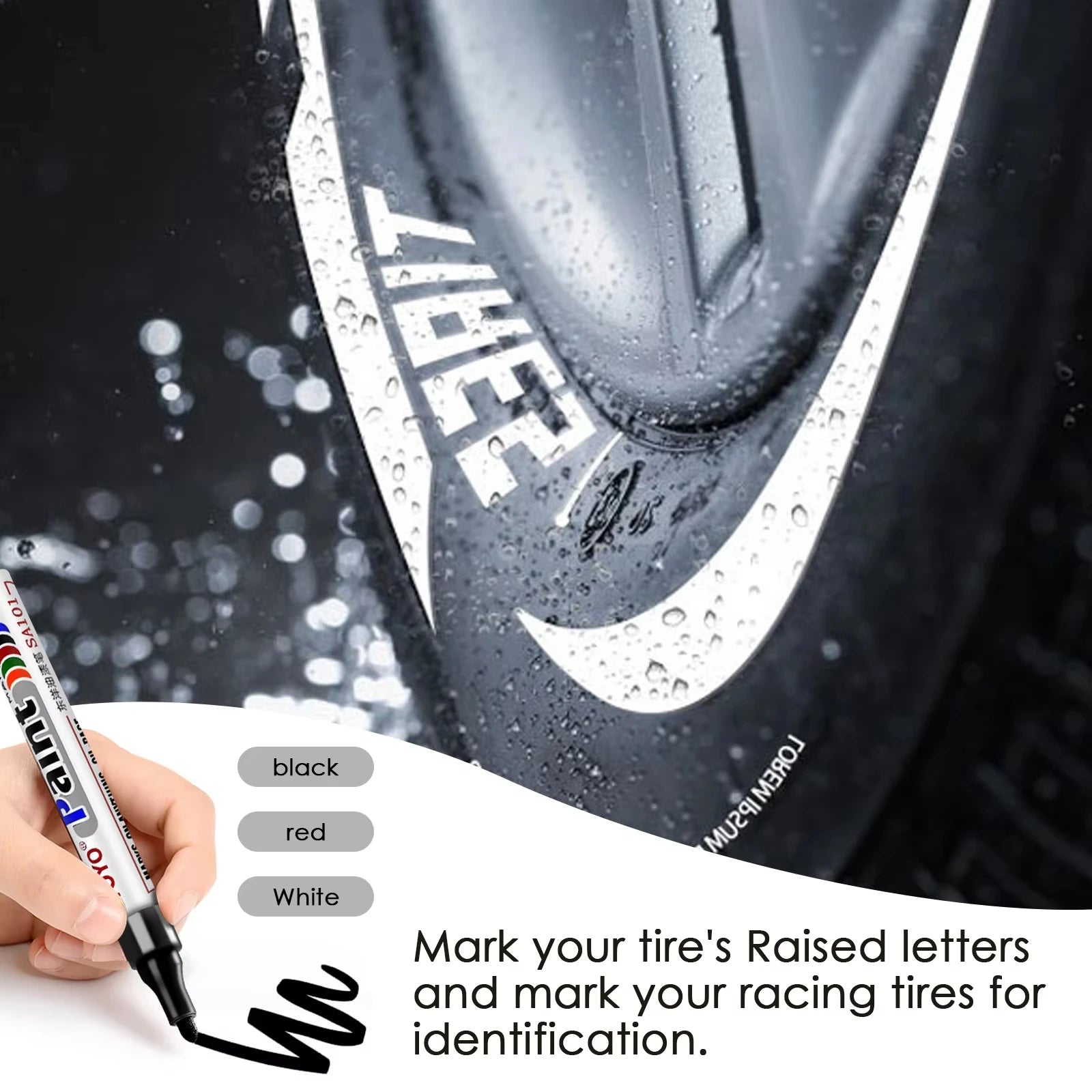 White Waterproof Cars Wheel Tire Oily Mark Pen Auto Rubber Tyre Paint Pen Cd Metal Permanent Paint Marker Graffiti Touch Up
