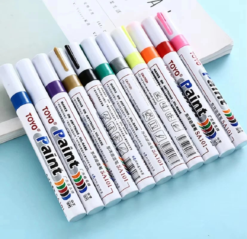 White Waterproof Cars Wheel Tire Oily Mark Pen Auto Rubber Tyre Paint Pen Cd Metal Permanent Paint Marker Graffiti Touch Up